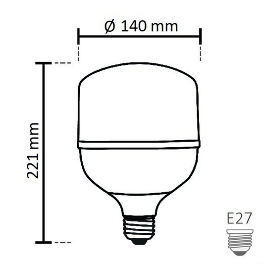 NOAS 60W (450W) LED žarnica tipa TORCH, hladno bela / 6500K, 5400 Lm, YL95-6001
