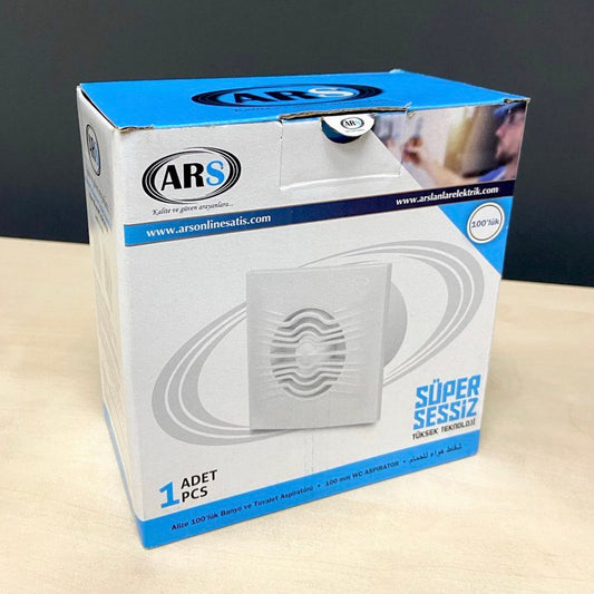 ARS-White stenski aksialni ventilator za kopalnico / WC bele barve z rešetko, tih 100 mm, 90 m3/h, 340041