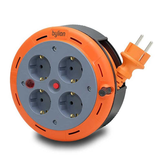 Podaljšek za kompaktno kaseto z valjčkom, 5m kabel s 4 vtičnicami IP20 + toplotna varovalka + otroška varovalka, 3x1mm2, francoski tip (zatič), PHE-05310-E